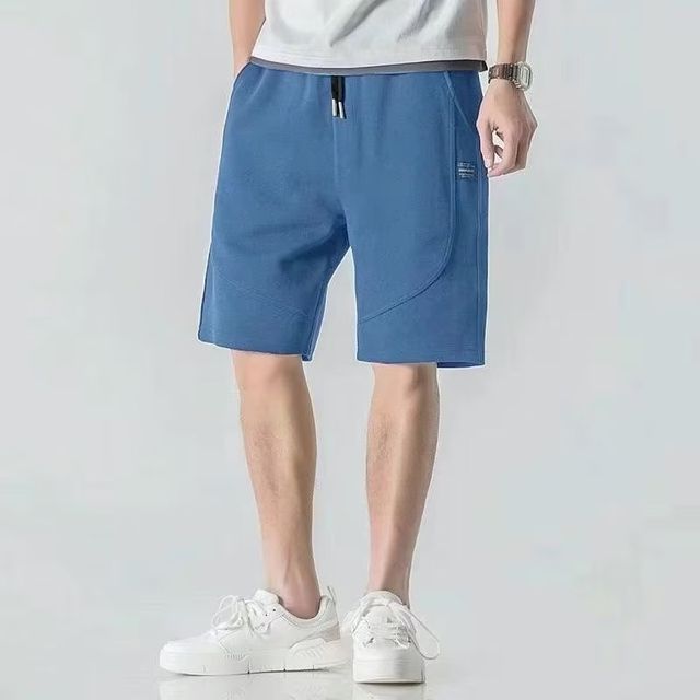 Acrius-Drawstring Waist Plain Shorts