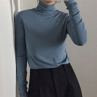 Rosesand-Langärmliger Rollkragen-Pullover