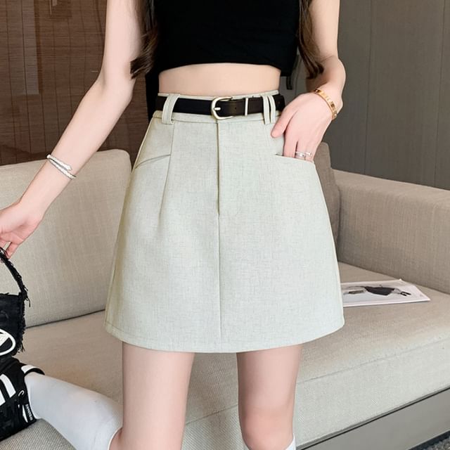Dragan Pulse-High Rise Plain Mini A-Line Skirt