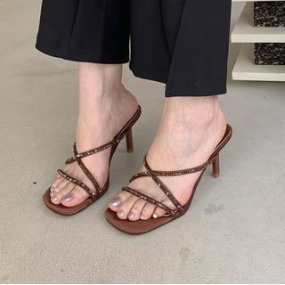 Anran Strappy Kitten Heel Slide Sandals Sale