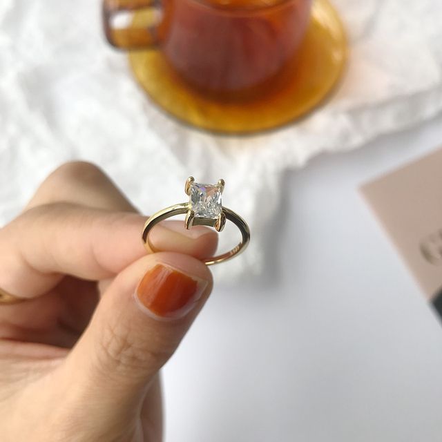Forainer-Rhinestone Sterling Silver Open Ring