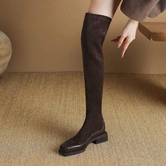 Cinnabelle-Block Heel Over The Knee Boots