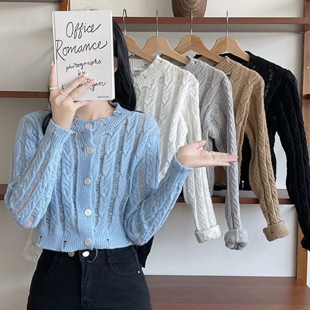 Seven Fairies Sheer Cropped Cardigan YesStyle