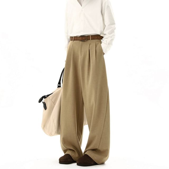 VEAZ-High Waist Plain Wide Leg Pants