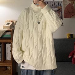 Newise - Chunky Knit Mock-Neck Sweater Newise - Chunky Knit Mock-Neck Sweater