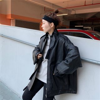 Zepto - Faux-Leather Jacket | YesStyle
