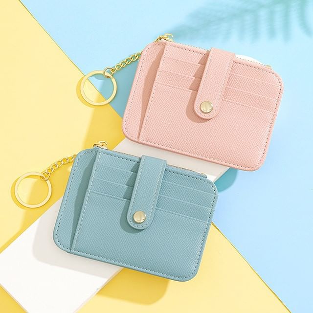 tablarosa-Plain Faux Leather Card Holder