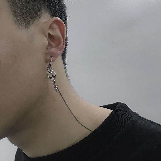 Black Degree-Stainless Steel Key Threader Earring