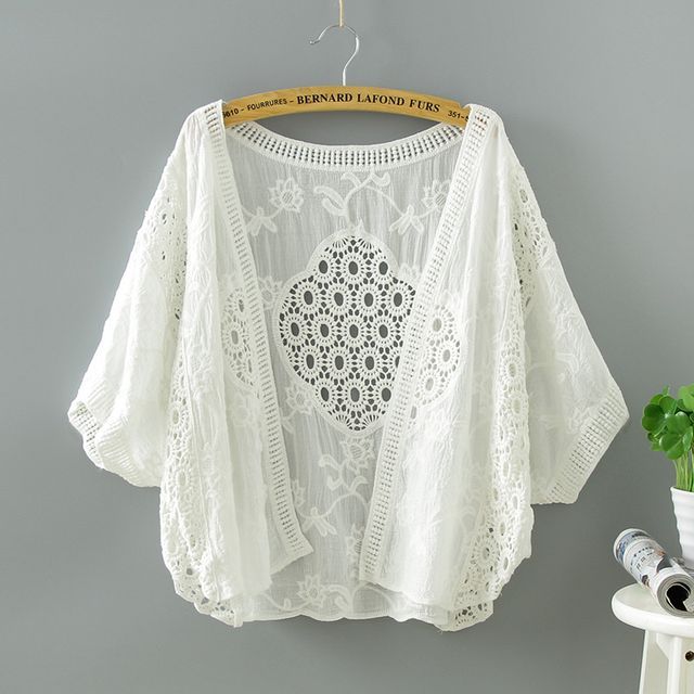 Lewwe-Cut Out Lace Cardigan