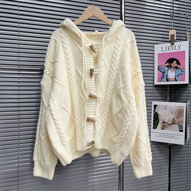 TOGGLE BUTTON CABLE KNIT CARDIGAN – MINUSEY