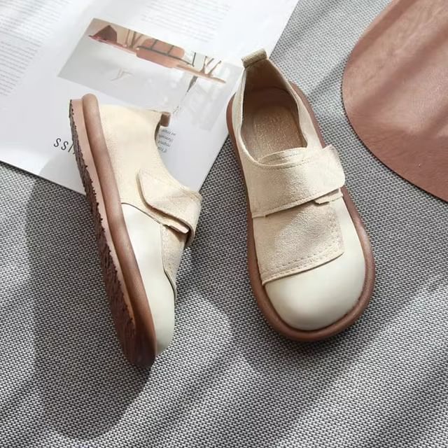Freesia-Faux Leather Adhesive Strap Slip Ons