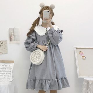 corduroy long sleeve babydoll dress