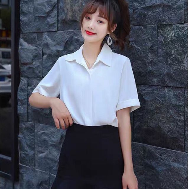 Everose-Short-Sleeve Plain Shirt