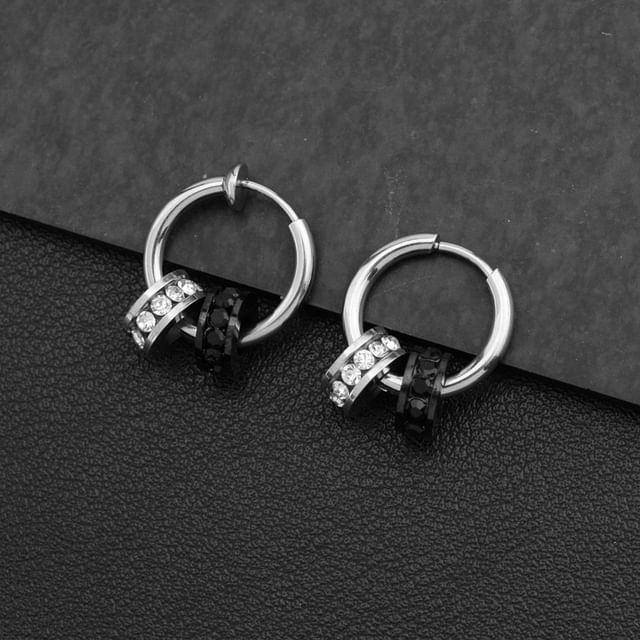Juanitro-Rhinestone Hoop Earring Clip-On Earring