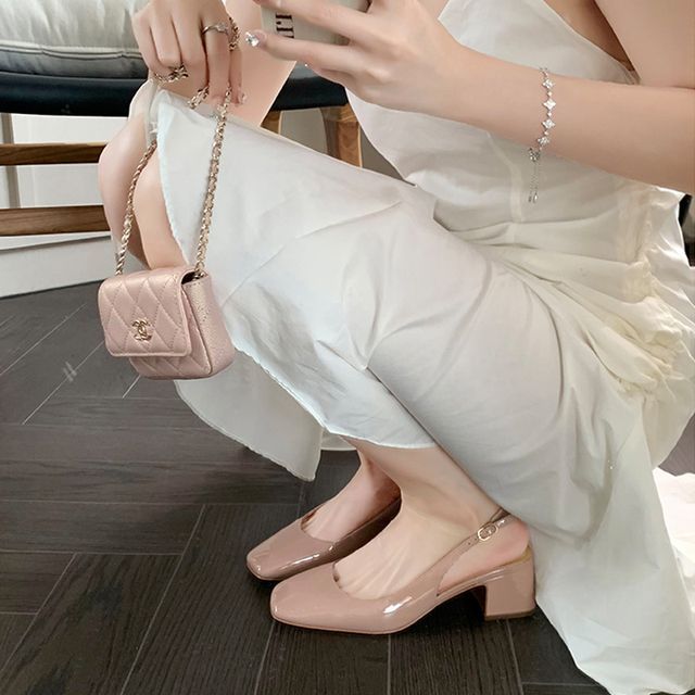 FRAISO-Block Heel Slingback Sandals