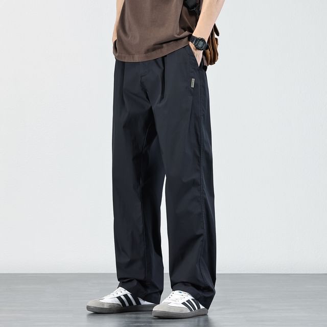 Nataro-Mid Rise Plain Straight Leg Pants