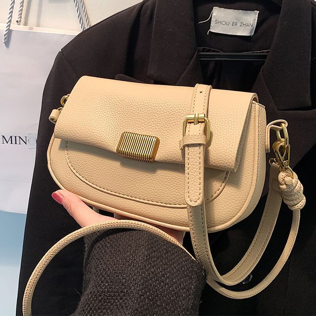 Faux Leather Flap Crossbody Bag
