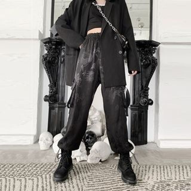 AXEN-Pantalon de jogging large à imprimés dragons