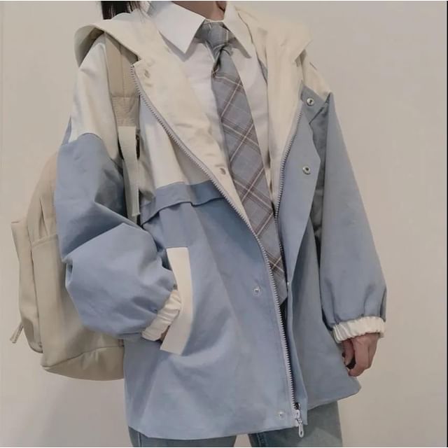 Sisyphi-Two-Tone Hooded Zip Jacket
