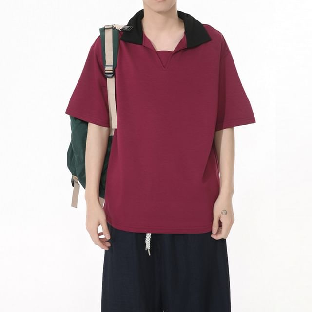 FAERIS-Elbow-Sleeve Two Tone Polo Shirt