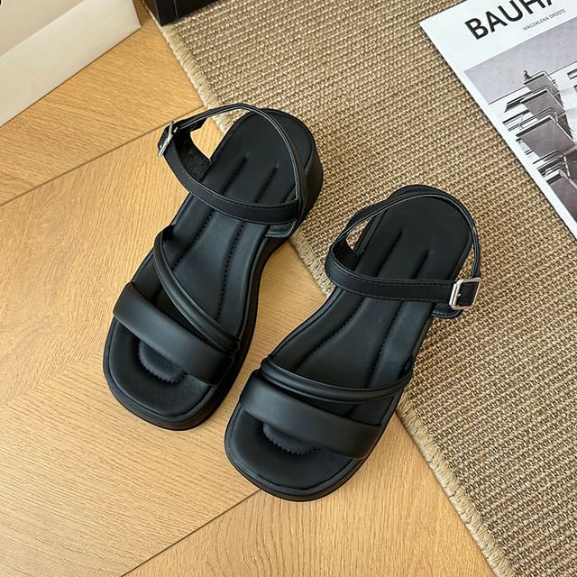 Nikao-Platform Faux Leather Gladiator Sandals