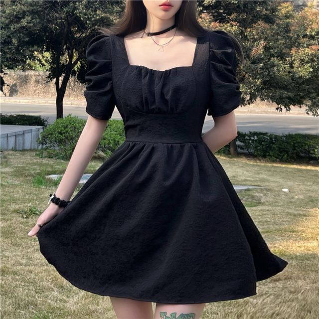 Sevilla - Puff-Sleeve Mini A-Line Dress | YesStyle