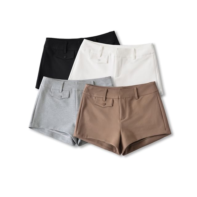 Asiris-High Waist Plain Hot Pants