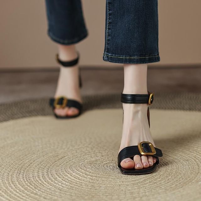 Anran-Round Heel Buckled Sandals
