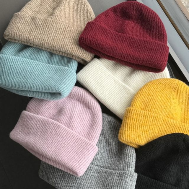 4-4 STUDIO-Plain Knit Beanie