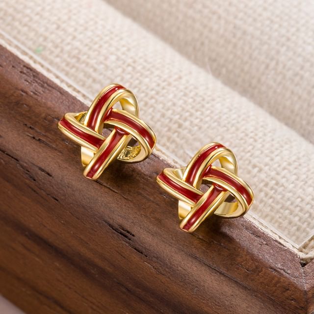 Forainer-Knot Glaze Alloy Stud Earring