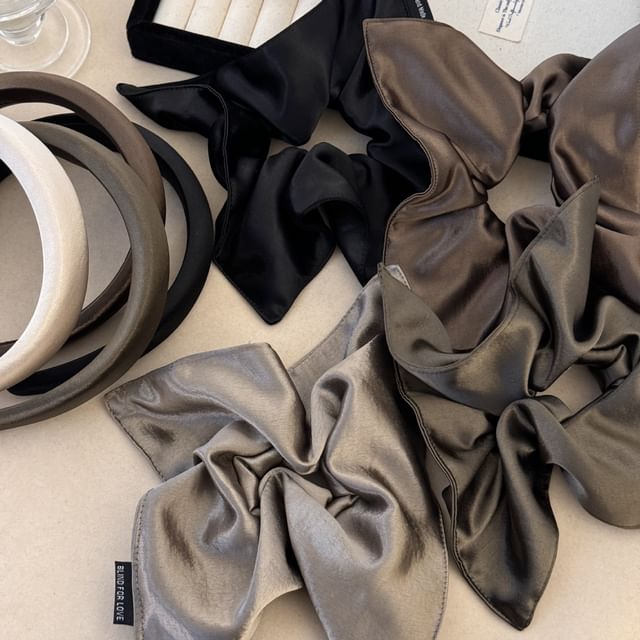 Kayochs-Plain Satin Padded Headband Scrunchie