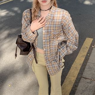Beem-Long-Sleeve Plaid Button-Up Shirt