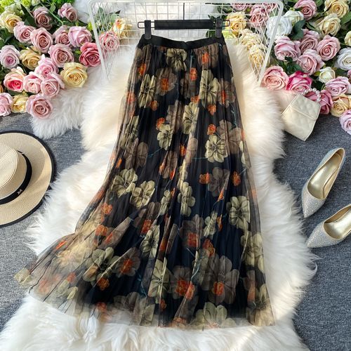 公式【1JINN STUDIO】 Floral Print Mesh Skirt XL_p0145423650.jpg