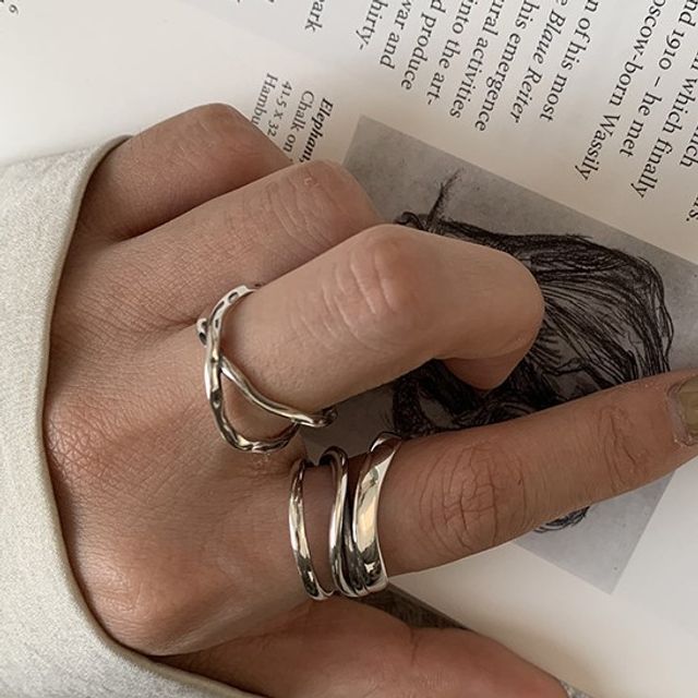 Hansha-Layered Sterling Silver Open Ring