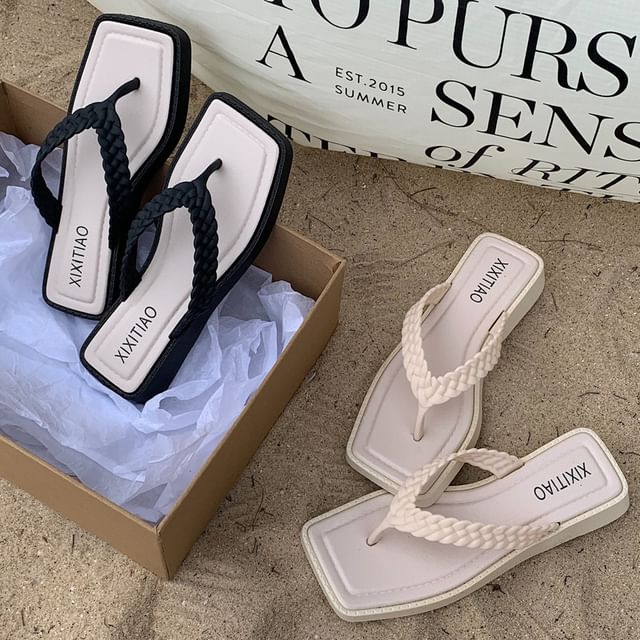 Honkizz-Woven Braid Beach Flip-Flops