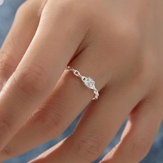 Parskletie-Rhinestone Sterling Silver Ring