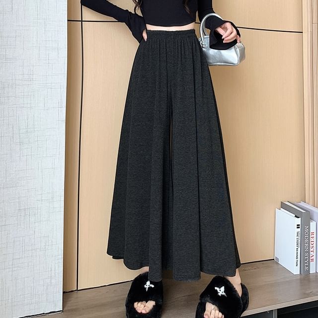 Dragan Pulse-High Waist Plain Wide Leg Pants