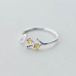 Gaya - 925 Sterling Silver Bird & Flower Open Ring Gaya - 925 Sterling Silver Bird & Flower Open Ring