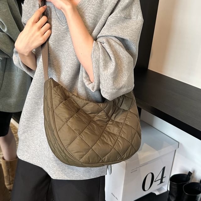 KOCORE-Plain Quilted Crossbody Bag