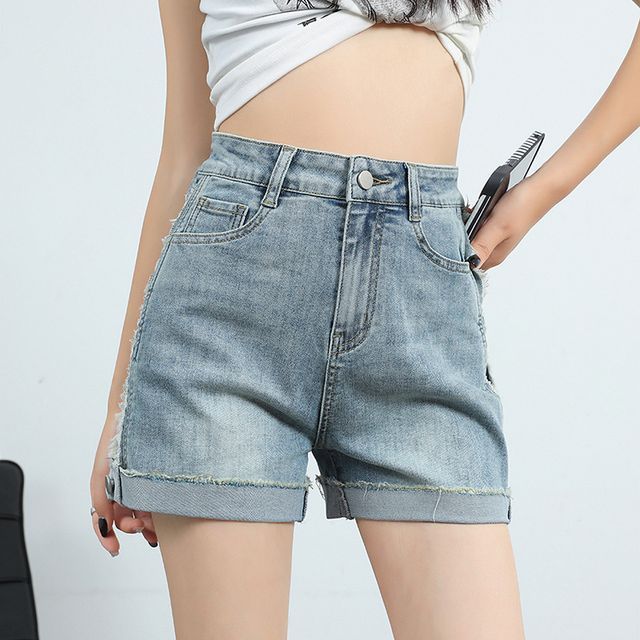 Brand New Sexy Denim Shorts Women Slim High Waist Jeans Tap Short Hot  Shorts Tight Side Button Wash Ladies Short Pants Trousers 