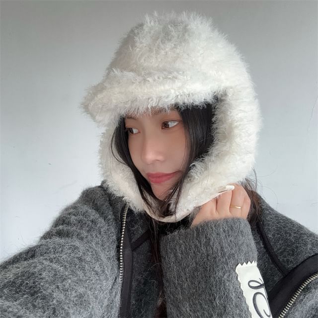 4-4 STUDIO-Plain Fluffy Trapper Hat