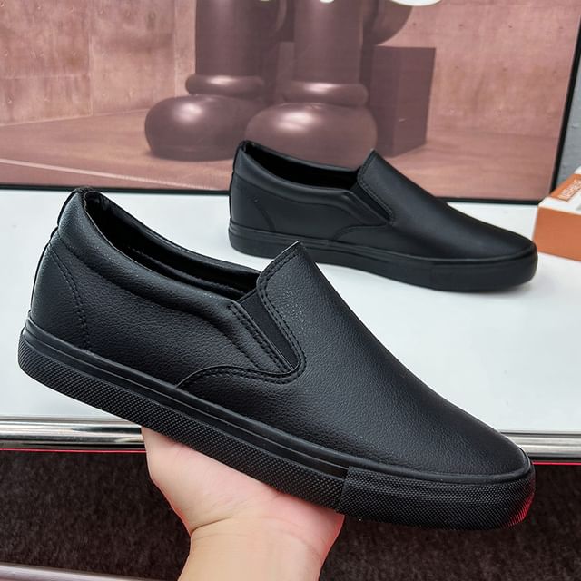 Solejoy-Faux Leather Slip Ons