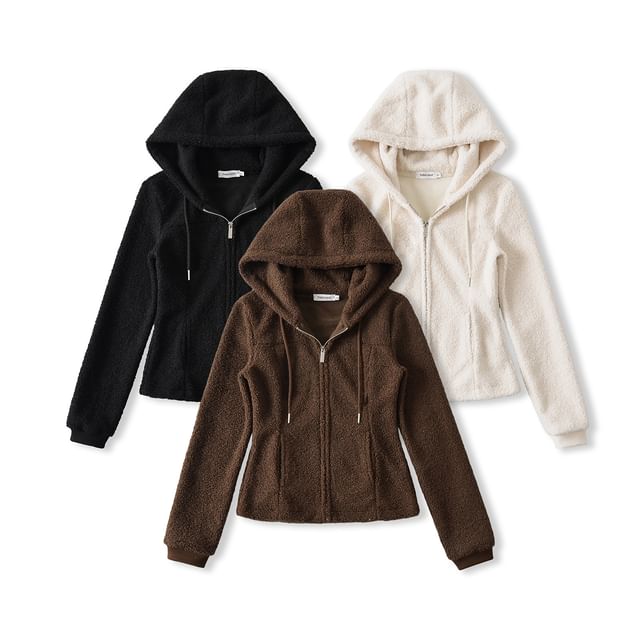 Asiris-Plain Fleece Zip Hoodie