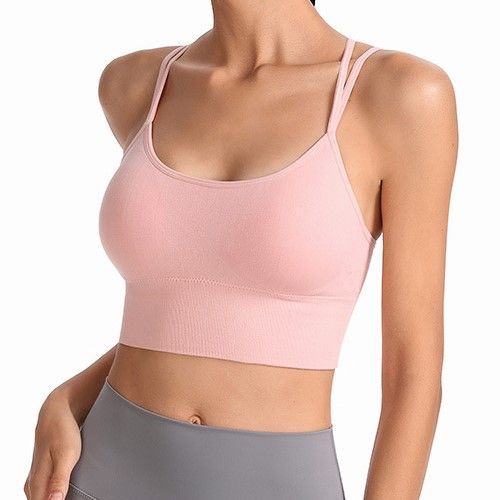 Bolgivy - Cross Back Plain Sports Bra Top