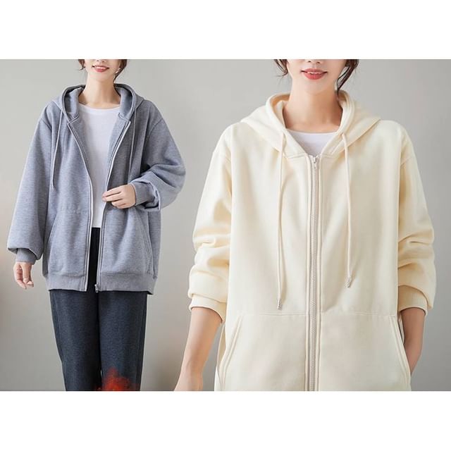 Lewwe-Plain Zip Hoodie