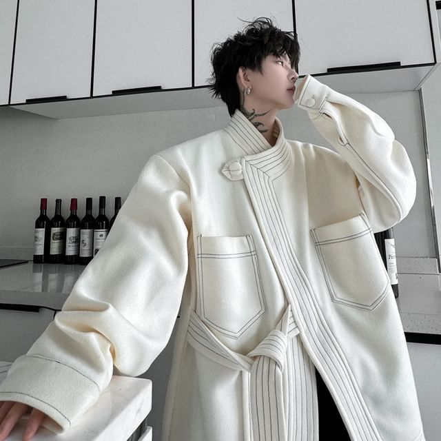 Patow-Plain Tie-Front Coat