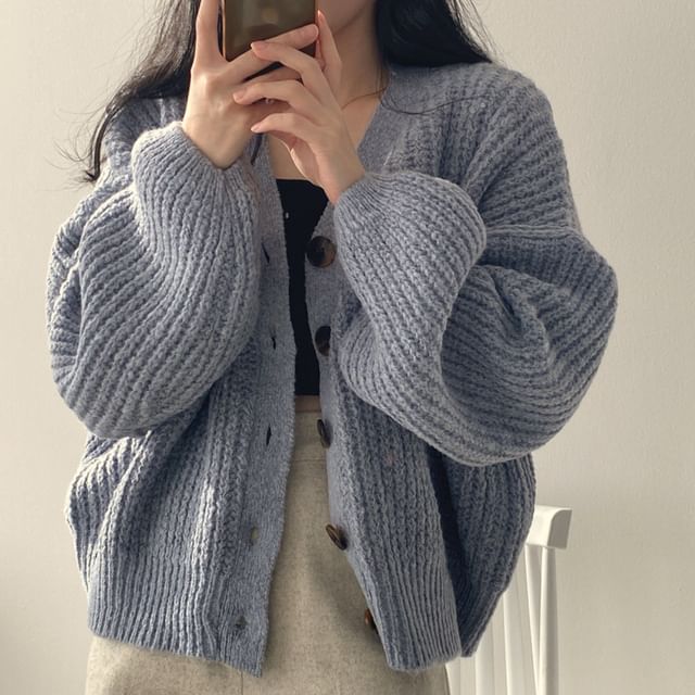 INEN-V-Neck Plain Cardigan