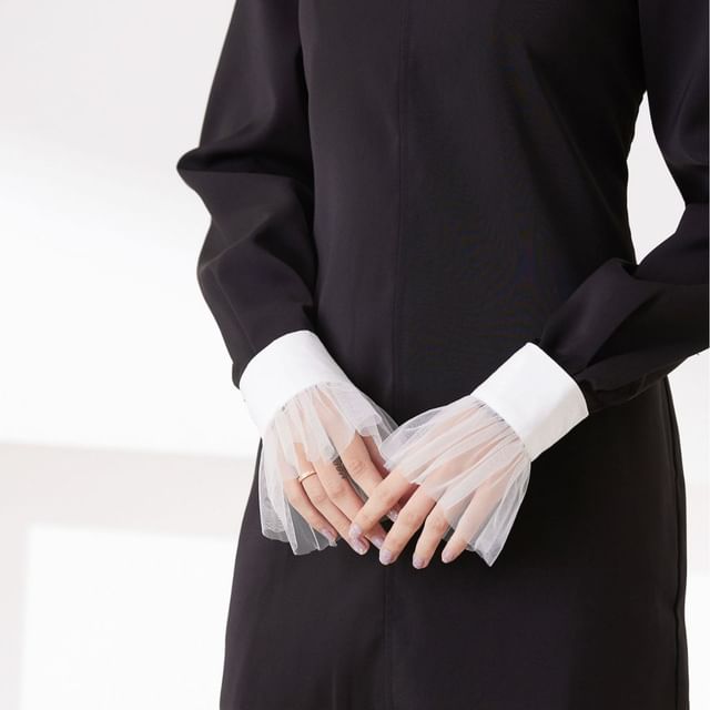 MIOW-Plain Sheer Ruffle Decorative Wrist Cuffs