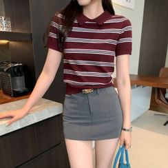 Collared Half Zip Oversized Knit Top