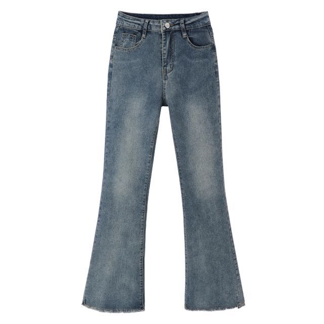 Okalpis - Low-Rise Washed Bell-Bottom Jeans